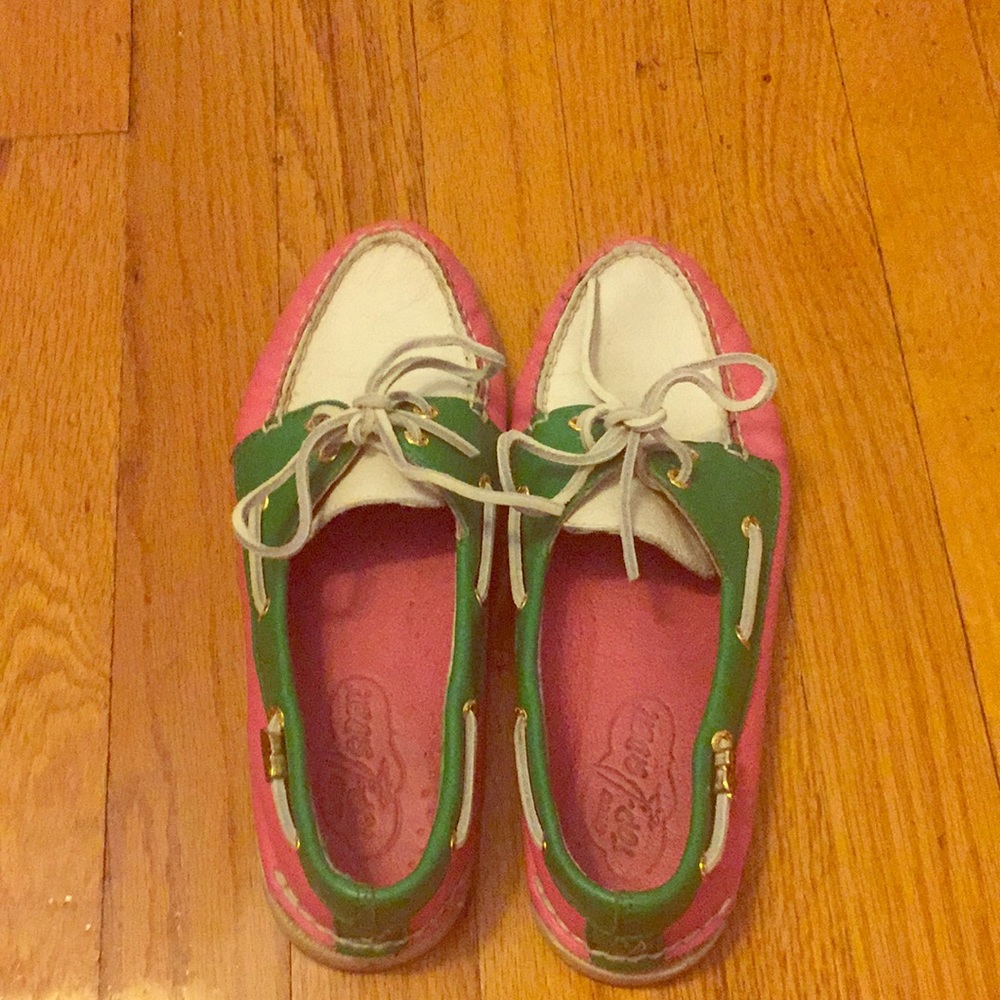 Sperry Top Sider, leather boat shoes.